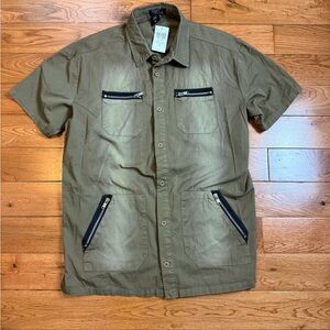 Thorn & Fable Button Down Faded/Bleached Shirt NWT